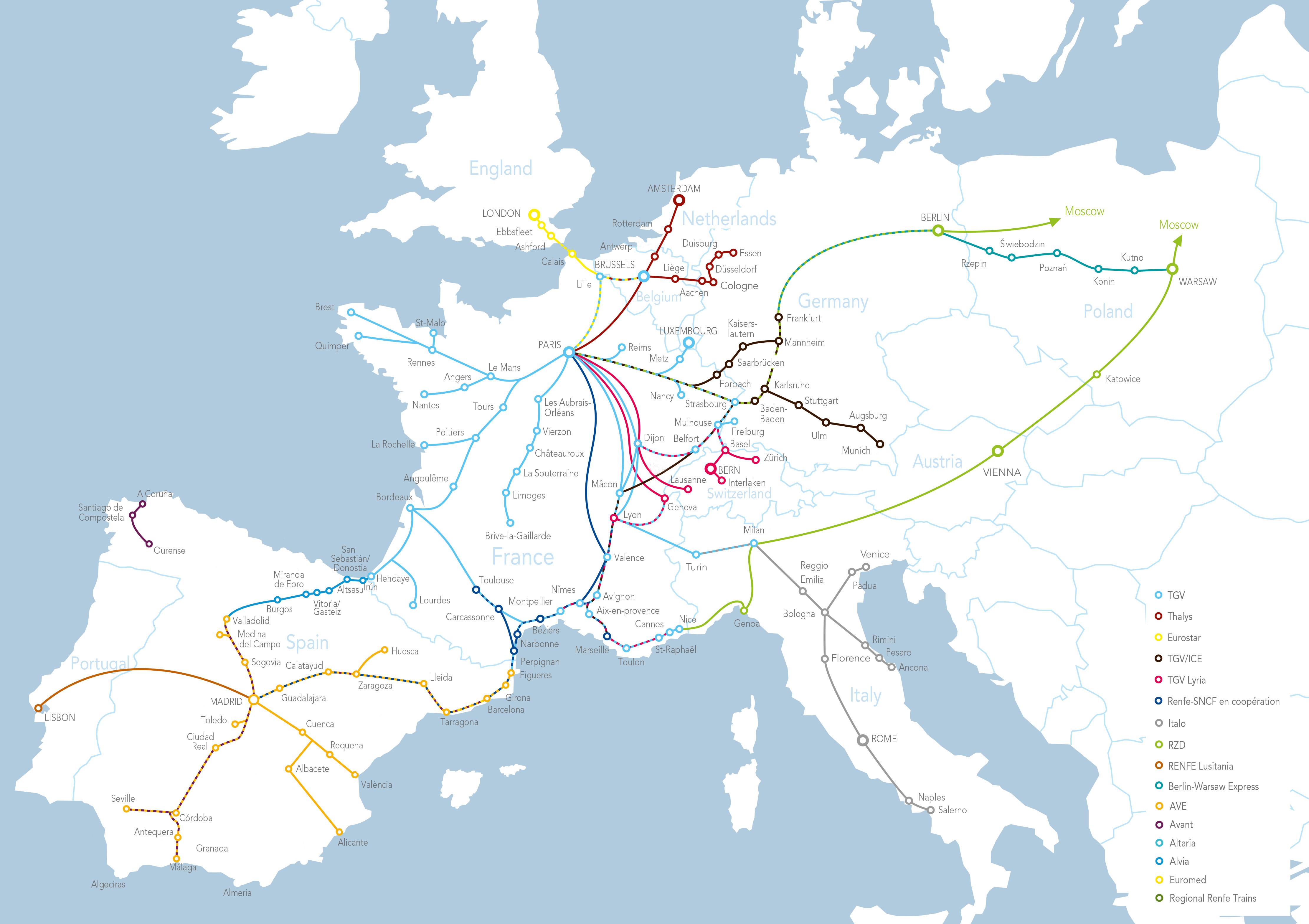 Europe International High Speed Train Rail Maps Europe International High Speed Train Rail Maps